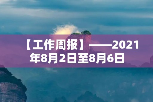 【工作周报】——2021年8月2日至8月6日 【工作周报】——2021年8月2日至8月6日