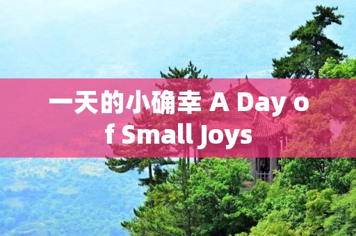 一天的小确幸 A Day of Small Joys 一天的小确幸 A Day of Small Joys