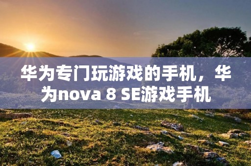 华为专门玩游戏的手机,华为nova 8 SE游戏手机