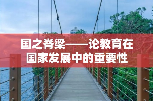国之脊梁——论教育在国家发展中的重要性