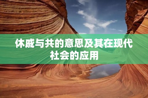 休戚与共的意思及其在现代社会的应用