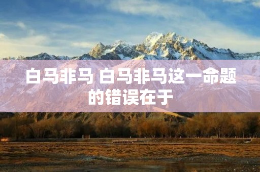 白马非马 白马非马这一命题的错误在于 白马非马 白马非马这一命题的错误在于
