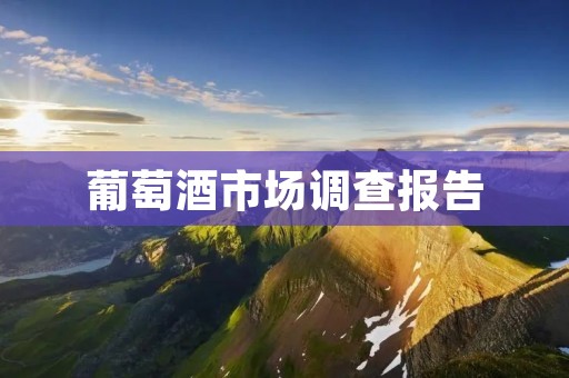 葡萄酒市场调查报告