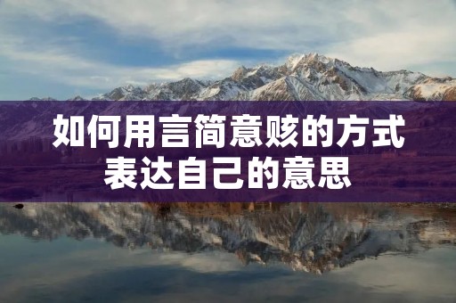 如何用言简意赅的方式表达自己的意思