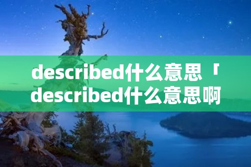 described什么意思「described什么意思啊」 described什么意思「described什么意思啊」