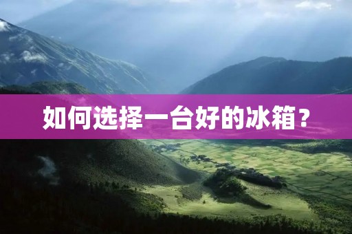 如何选择一台好的冰箱？
