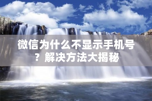 微信为什么不显示手机号？解决方法大揭秘