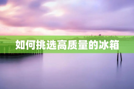 如何挑选高质量的冰箱