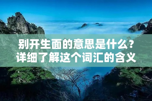 别开生面的意思是什么?详细了解这个词汇的含义
