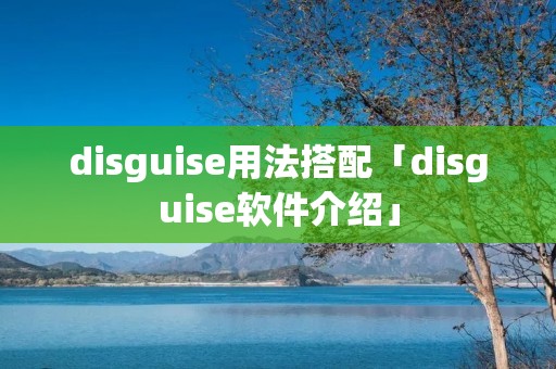 disguise用法搭配「disguise软件介绍」 disguise用法搭配「disguise软件介绍」