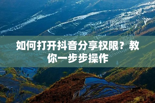 如何打开抖音分享权限?教你一步步操作
