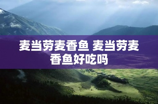 麦当劳麦香鱼 麦当劳麦香鱼好吃吗