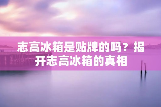 志高冰箱是贴牌的吗？揭开志高冰箱的真相