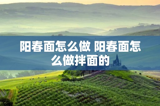 阳春面怎么做 阳春面怎么做拌面的