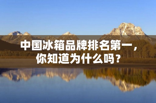 中国冰箱品牌排名第一，你知道为什么吗？