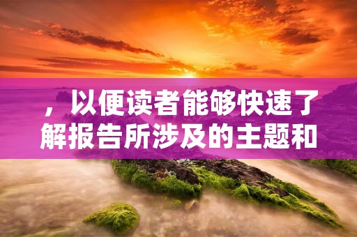 ，以便读者能够快速了解报告所涉及的主题和内容。