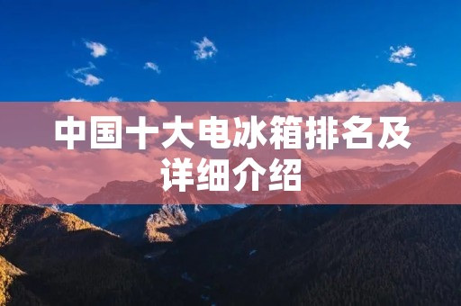中国十大电冰箱排名及详细介绍