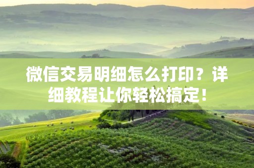 微信交易明细怎么打印?详细教程让你轻松搞定!