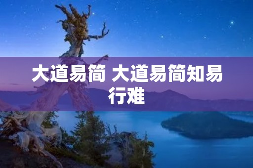 大道易简 大道易简知易行难