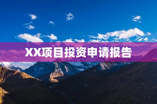 XX项目投资申请报告