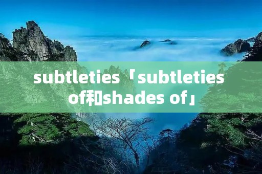 subtleties「subtleties of和shades of」