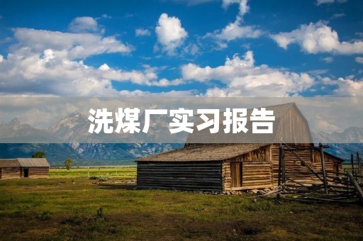 洗煤厂实习报告
