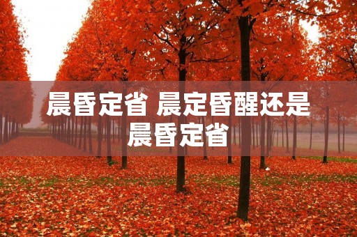 晨昏定省 晨定昏醒还是晨昏定省