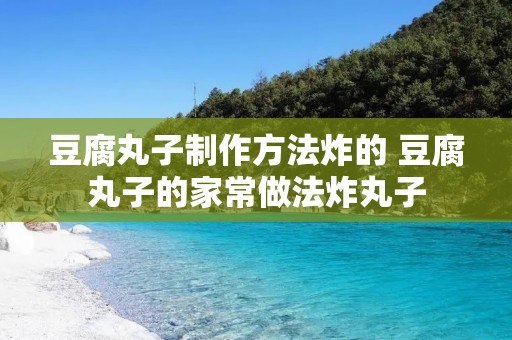 豆腐丸子制作方法炸的 豆腐丸子的家常做法炸丸子