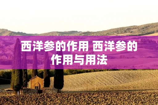西洋参的作用 西洋参的作用与用法