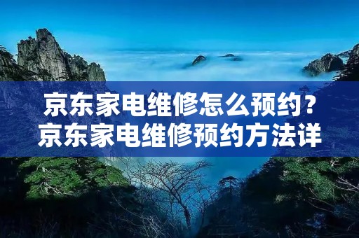 京东家电维修怎么预约?京东家电维修预约方法详解!