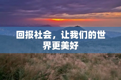 回报社会，让我们的世界更美好