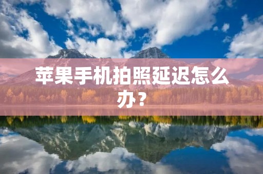 苹果手机拍照延迟怎么办?