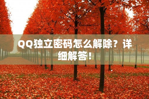 QQ独立密码怎么解除?详细解答!