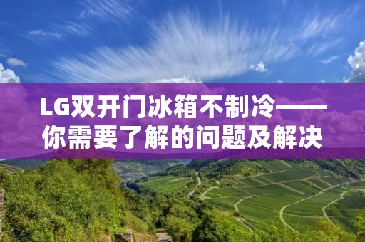 LG**门冰箱不制冷——你需要了解的问题及解决方法 LG**门冰箱不制冷——你需要了解的问题及解决方法