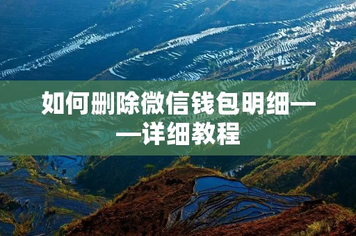 如何删除微信钱包明细——详细教程