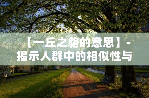 【一丘之貉的意思】- 揭示人群中的相似性与差异性