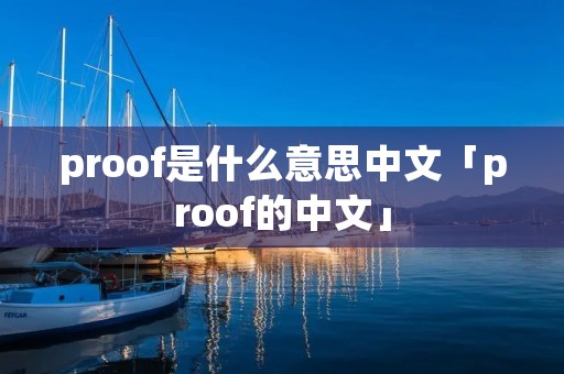 proof是什么意思中文「proof的中文」
