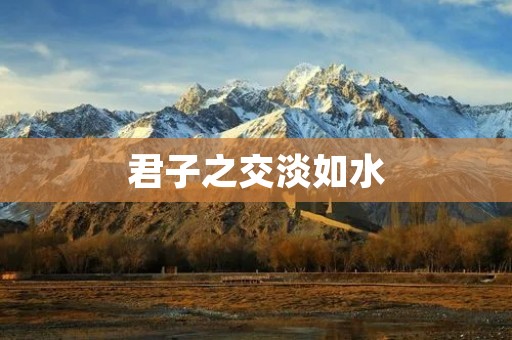 君子之交淡如水：淡然处世的境界
