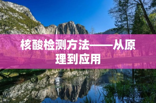 核酸检测方法——从原理到应用 核酸检测方法——从原理到应用