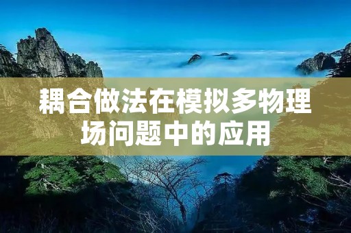 耦合做法在模拟多物理场问题中的应用 耦合做法在模拟多物理场问题中的应用