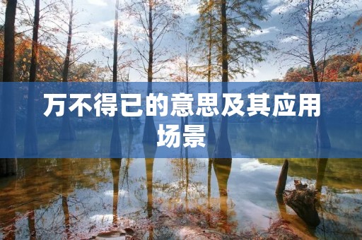 万不得已的意思及其应用场景