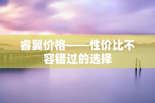 睿翼价格——性价比不容错过的选择