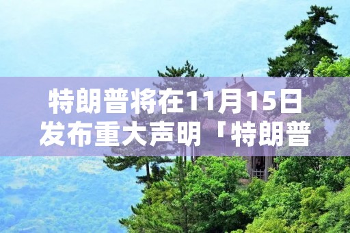 特朗普将在11月15日发布重大声明「特朗普10点30重大声明」
