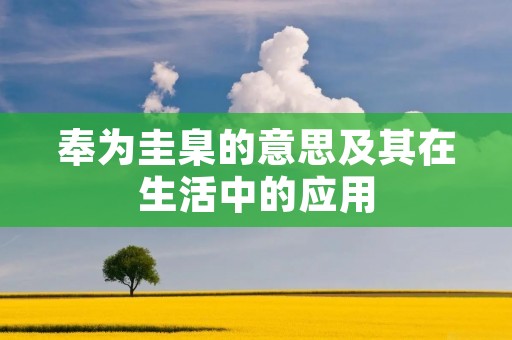 奉为圭臬的意思及其在生活中的应用