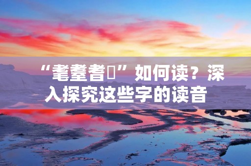 “耄耋耆耈”如何读？深入探究这些字的读音