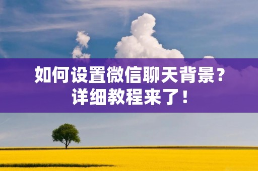 如何设置微信聊天背景?详细教程来了!