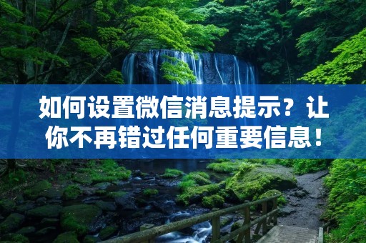 如何设置微信消息提示?让你不再错过任何重要信息!