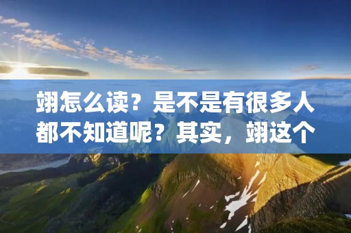 翊怎么读？是不是有很多人都不知道呢？其实，翊这个字有两种读音，一种是yì，一种是yì。那么，这两种读音分别在哪些场合下使用呢？接下来，我们就来详细了解一下。