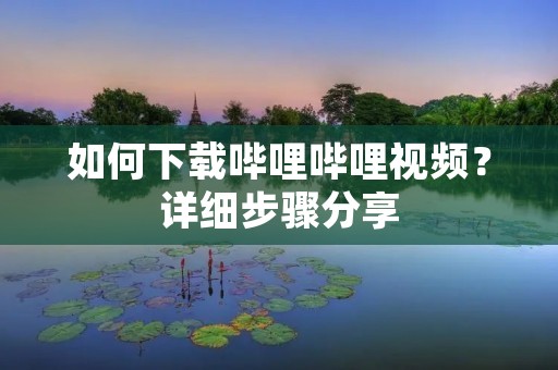 如何下载哔哩哔哩视频?详细步骤分享