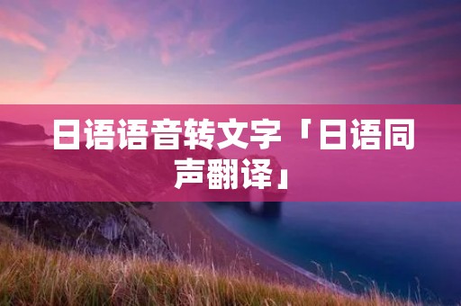 日语语音转文字「日语同声翻译」